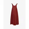 Gabriela Hearst Womens Burnt Sienna Aras Relaxed-fit Bow Linen-and-silk Midi Dress In Brown