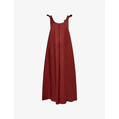 Gabriela Hearst Womens Burnt Sienna Aras Relaxed-fit Bow Linen-and-silk Midi Dress In Brown