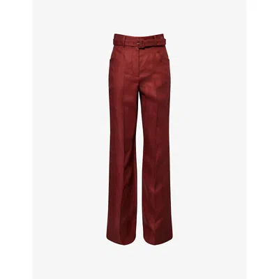 Gabriela Hearst Womens Burnt Sienna Norman Wide-leg Linen Trousers In Brown