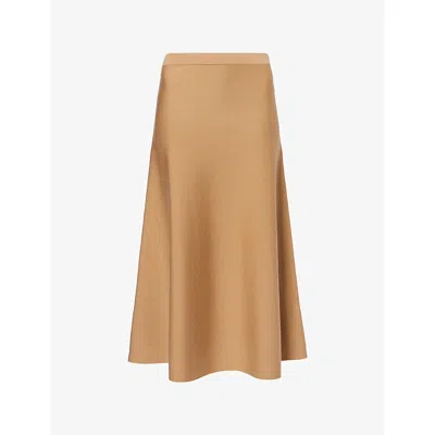 Gabriela Hearst Womens Camel Freddie Flared Wool-blend Midi Skirt In Brown