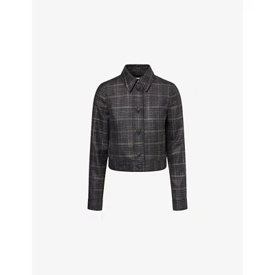 Gabriela Hearst Womens Thereza Cropped Wool-silk Jacket Charcoal Multi In Black