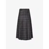 Gabriela Hearst Womens Wesley Pleated Wool-silk Midi Skirt Charcoal Multi In Black