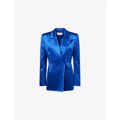 Gabriela Hearst Aleah Double-breasted Silk Blazer In Blue