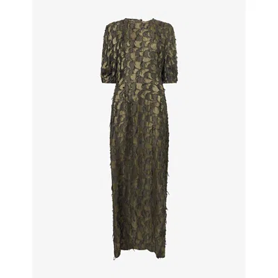 Gabriela Hearst Womens Coretta Fil Coupé Silk-wool Maxi Dress Olive In Green