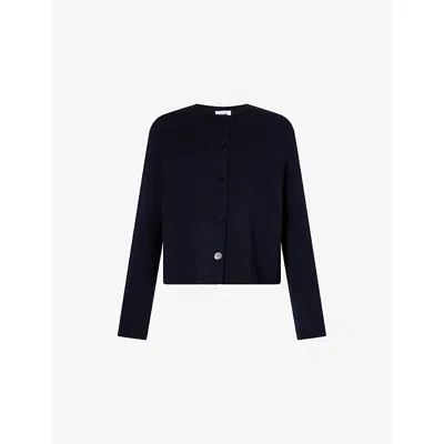 Gabriela Hearst Womens Dark Navy Larring Round-neck Cashmere Jacket In Blue