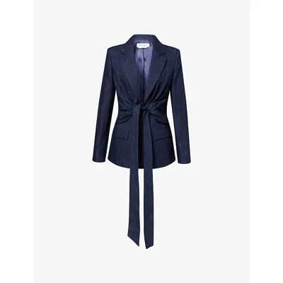 Gabriela Hearst Womens Denim Grant Knotted Cotton-and-linen Blazer In Blue