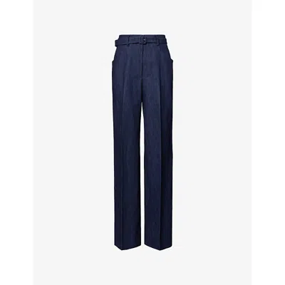 Gabriela Hearst Womens Denim Norman Wide-leg Cotton-and-linen Trousers In Blue