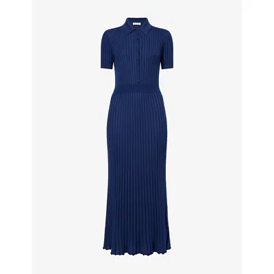 Gabriela Hearst Womens Electric Navy Amor Ribbed Cashmere-silk Knitted Midi Dress In Blue
