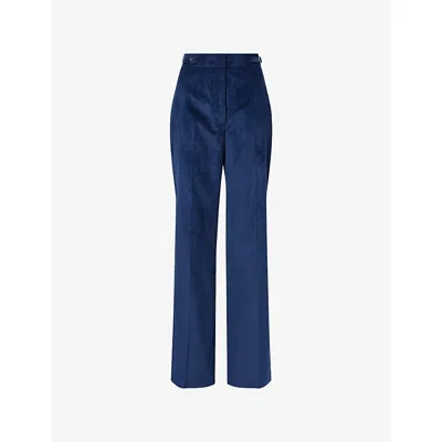 Gabriela Hearst Womens Electric Navy Vesta Wide-leg Cotton-corduroy Trousers