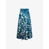 Gabriela Hearst Dugald Pleated Midi Skirt In Blue Multi Printed Silk Twill In Blue