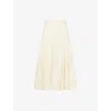 Gabriela Hearst Womens Lerna Pleat Flared Wool Midi Skirt Ivory In White