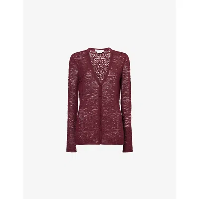 Gabriela Hearst Womens Bordeaux Ultraris Wool-silk Open-knit Cardigan In Burgundy