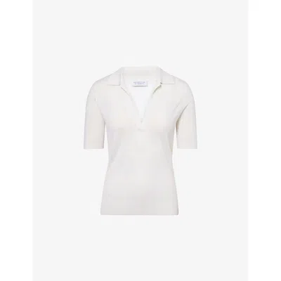 Gabriela Hearst Womens Ivory Frank Regular-fit Cashmere-and-silk Knit Polo Shirt In White