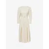 Gabriela Hearst Womens Ivory Niles Pleated Linen And Silk Midi Dress In Neutral