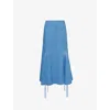Gabriela Hearst Dion Lace-up Cotton-linen Denim Maxi Skirt In Light Blue Denim