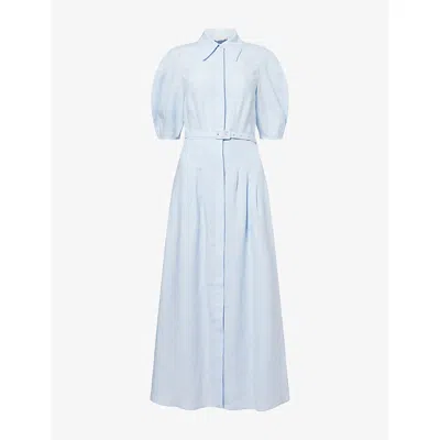 Gabriela Hearst Womens Light Blue Maude Belted Linen Shirt Dress
