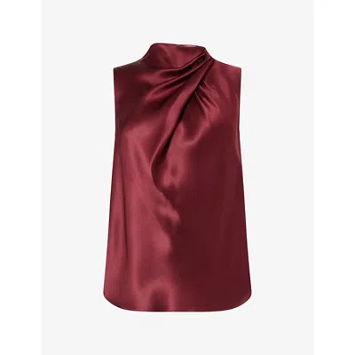 Gabriela Hearst Womens Melina Draped-neck Silk Top Bordeaux In Red