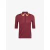Gabriela Hearst Womens Wendelyn Striped-collar Silk-cashmere Knitted Top Merlot Multi