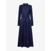 Gabriela Hearst Womens Navy Meyer Belted Wool And Cashmere Midi Dress In Multi