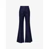 Gabriela Hearst Womens Navy Rhein Flared Wool-blend Trousers In Blue