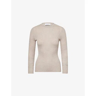 Gabriela Hearst Womens Oatmeal Ribbed Long-sleeves Cashmere And Silk Top In Brown