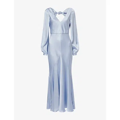 Gabriela Hearst Womens Peyton Knotted-back Silk Maxi Dress Light Blue