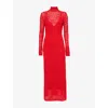 Gabriela Hearst Lethe Pointelle Knit Maxi Dress In Scarlet Red Virgin Wool Silk In Scarlet Red