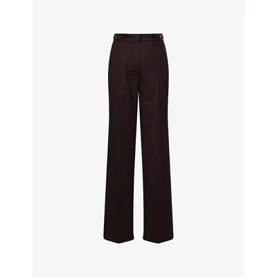 GABRIELA HEARST WOMENS CHOCOLATE VESTA STRAIGHT-LEG BRUSHED SILK TROUSERS