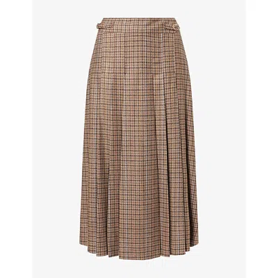 Gabriela Hearst Womens Wesley Checked Wool-blend Midi Skirt Camel Multi In Brown