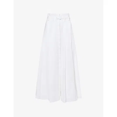 Gabriela Hearst Womens White Dugald Belted Linen Midi Skirt