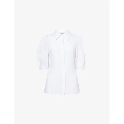 Gabriela Hearst Womens White Sansi Short-sleeve Linen Top