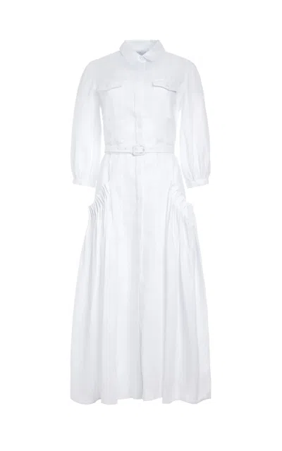 Gabriela Hearst Woodward Dress In Aloe Linen In White