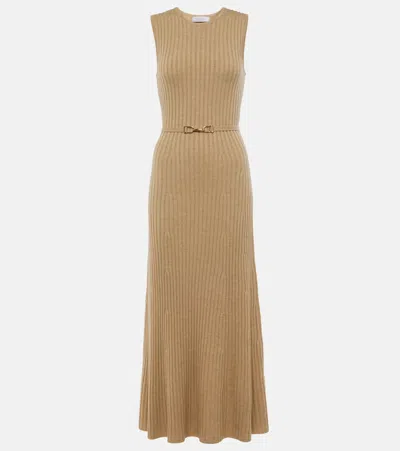 Gabriela Hearst Wool And Cashmere Midi Dress In Beige