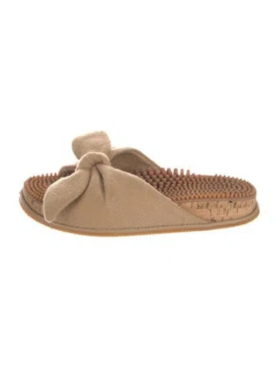 Pre-owned Gabriela Hearst Wool Bow Accents Slides In Brown