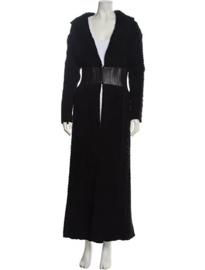 Pre-owned Gabriela Hearst Wool Faux Fur Coat In Black