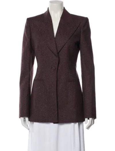 Pre-owned Gabriela Hearst Wool Floral Print Blazer In Burgundy