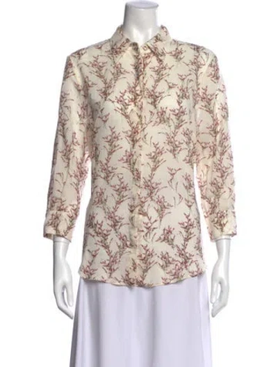 Pre-owned Gabriela Hearst Wool Floral Print Blouse In Neutral