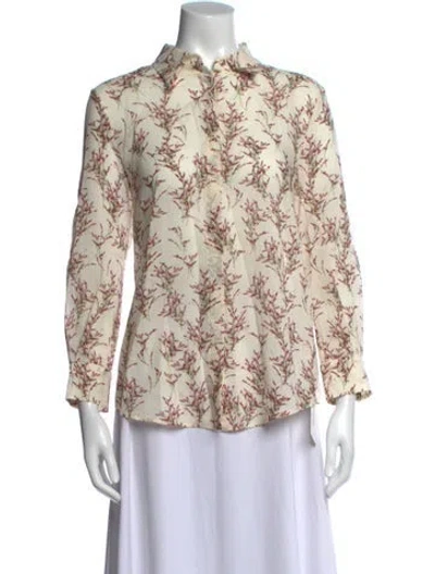 Pre-owned Gabriela Hearst Wool Floral Print Blouse In Neutral