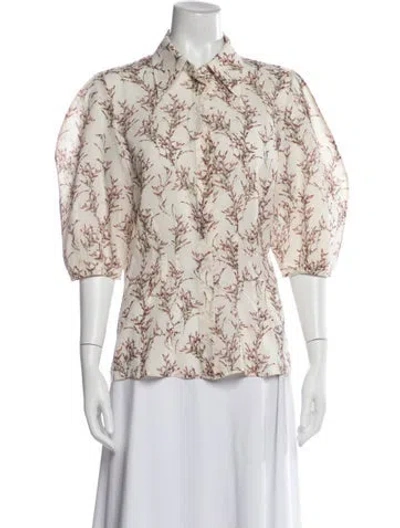 Pre-owned Gabriela Hearst Wool Floral Print Blouse In Neutrals