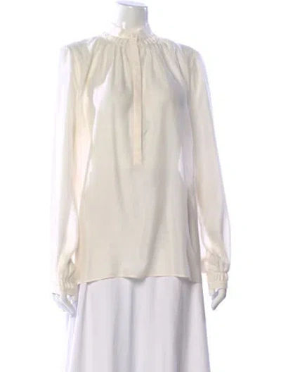 Pre-owned Gabriela Hearst Wool Long Sleeve Blouse In Neutral