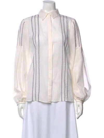 Pre-owned Gabriela Hearst Wool Long Sleeve Blouse In White