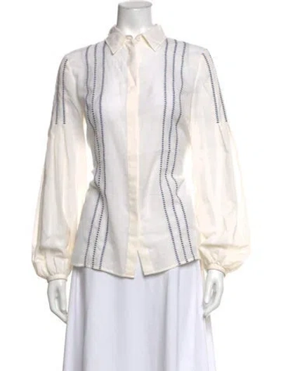 Pre-owned Gabriela Hearst Wool Long Sleeve Blouse In White