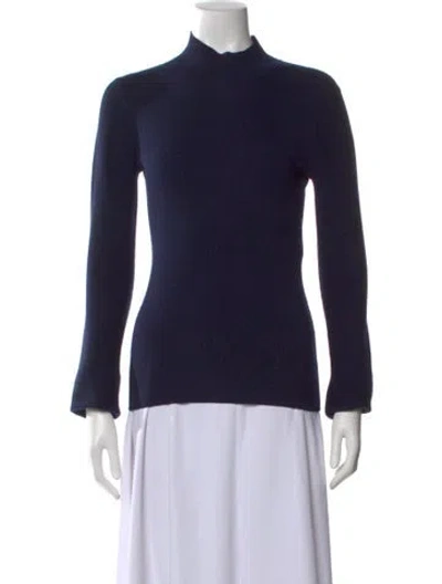 Pre-owned Gabriela Hearst Wool Mock Neck Top In Blue