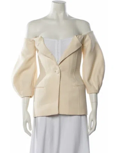 Pre-owned Gabriela Hearst Wool Off-the-shoulder Blouse In Neutral