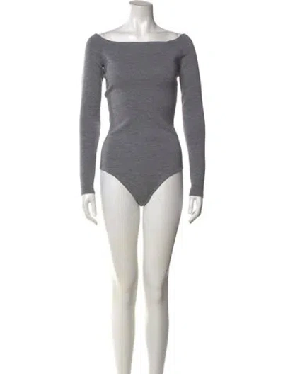 Pre-owned Gabriela Hearst Wool Off-the-shoulder Bodysuit W/ Tags In Gray