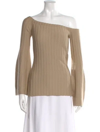 Pre-owned Gabriela Hearst Wool Off-the-shoulder Sweater In Neutral