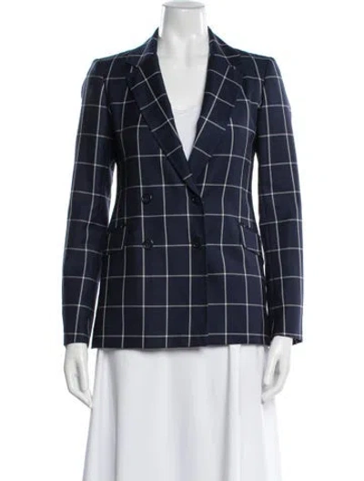 Pre-owned Gabriela Hearst Wool Plaid Print Blazer In Blue