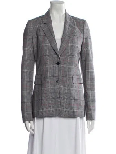 Pre-owned Gabriela Hearst Wool Plaid Print Blazer In White