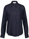Gabriela Hearst Henri Blouse In Dark Navy Multi Printed Wool In Blue