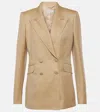 Gabriela Hearst Stephanie Wool-silk-linen Double-breasted Blazer Jacket In Beige